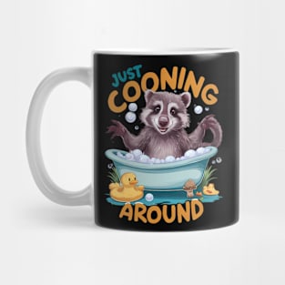 Just Cooning, Playful Raccoon Bath time Adventure Mug